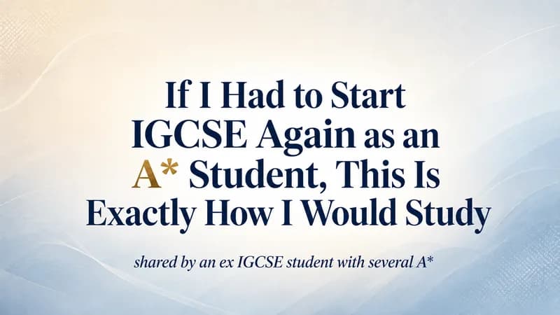 Educational title graphic reading “If I Had to Start IGCSE Again as an A* Student, This Is Exactly How I Would Study,” with a note saying it is shared by an ex IGCSE student with several A*.